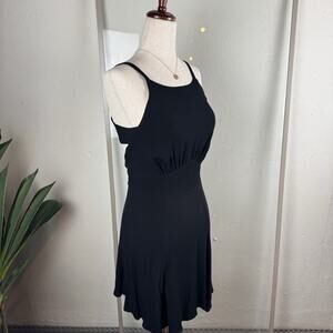 Reformation LBD Black Mini Dress Womens XS Spaghetti Strap Open Back Minimalist